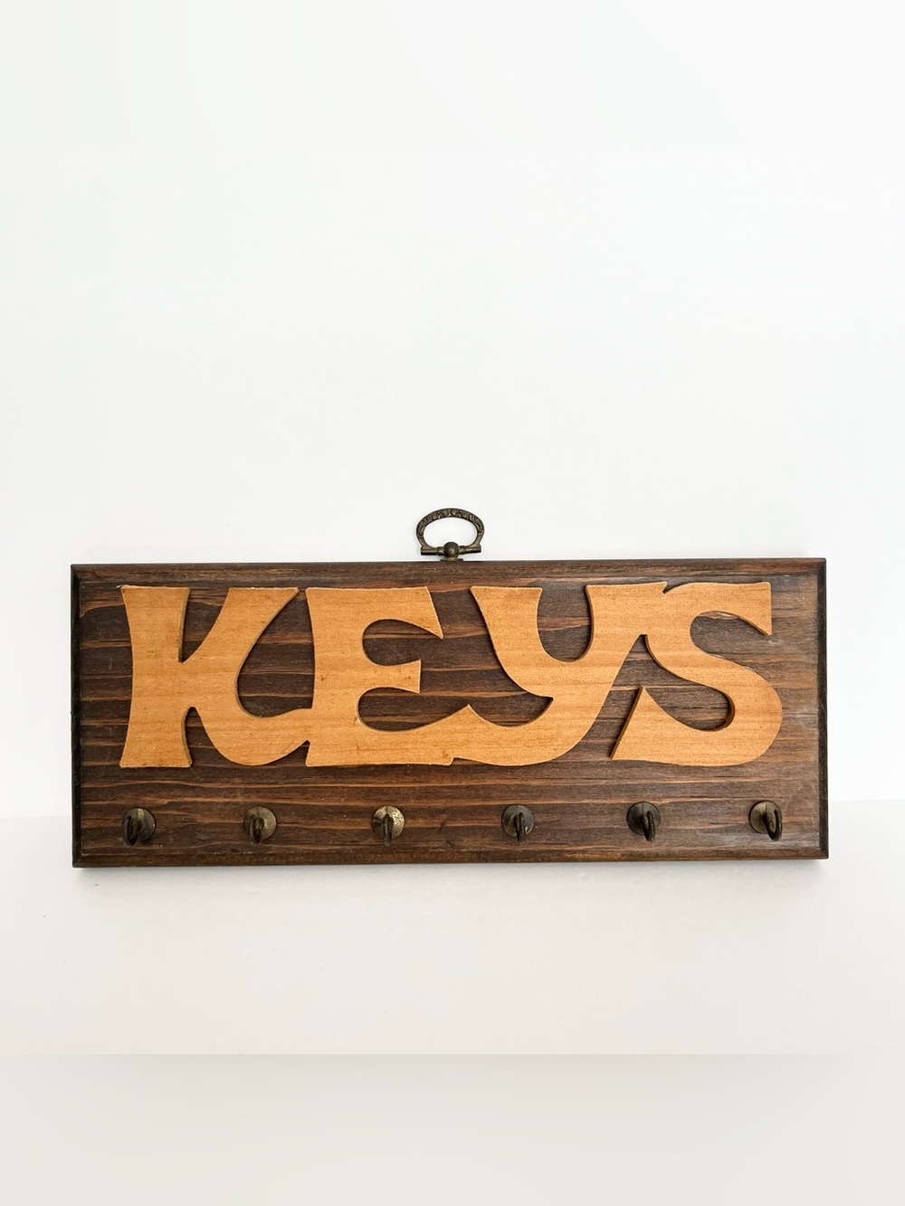 Handmade Solid Wood Key Rack Hooks Brown Rustic Country Natural Retro Whimsical
